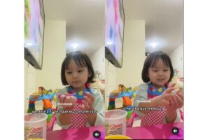 Luiza estava gravando um vídeo brincando de slime quando percebeu que a textura do brinquedo era semelhante a outra coisa que ela já conhecia: os “peitos” da mãe dela