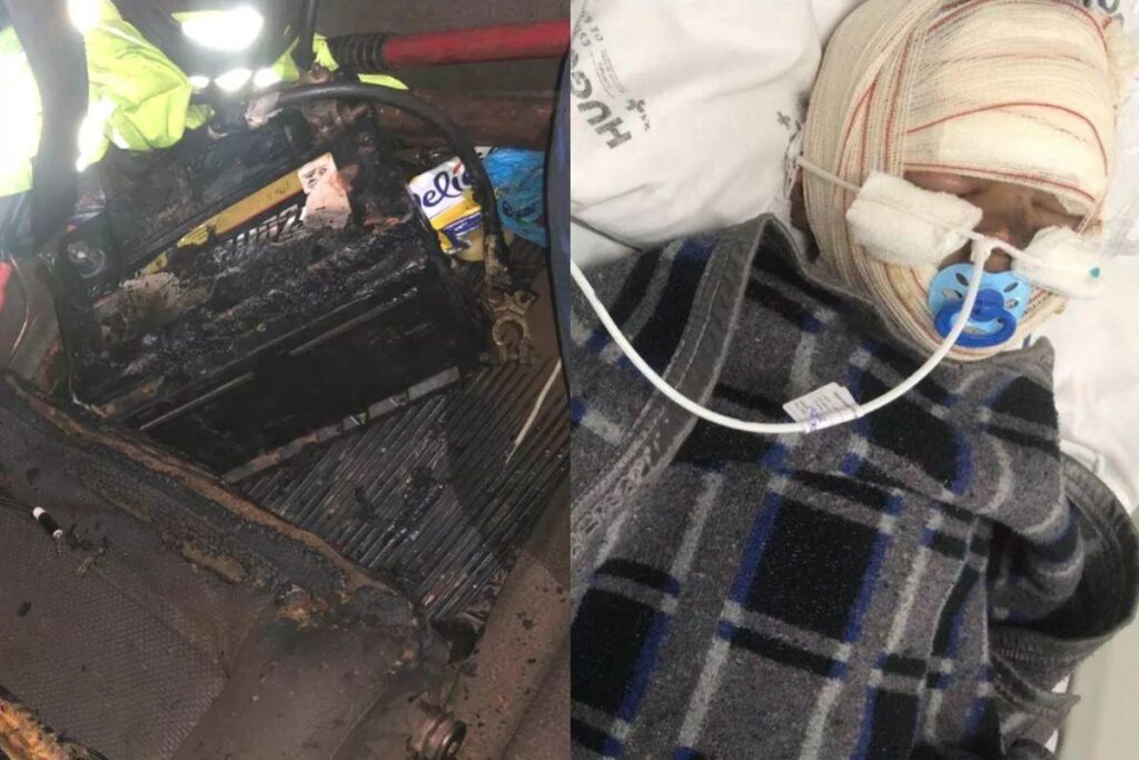 Guilherme estava sentado no banco do passageiro e o objeto causador do acidente estava no chão do carro