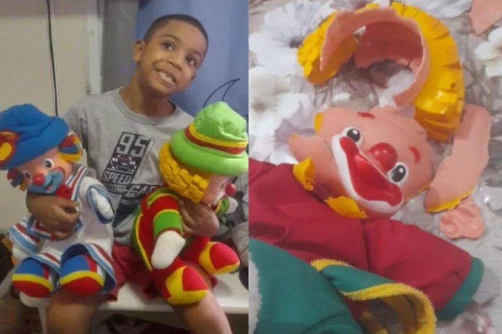 O acidente do boneco ocorreu após tentarem colocar este dentro da máquina de lavar