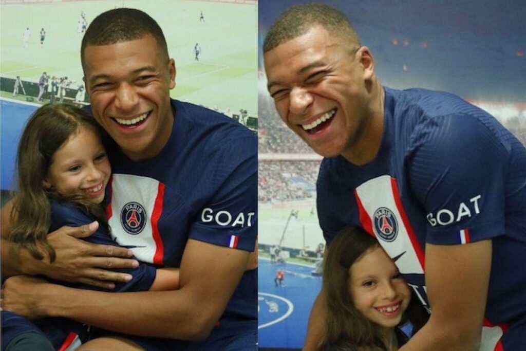 Kylian Mbappé junto de sua admiradora, Camille