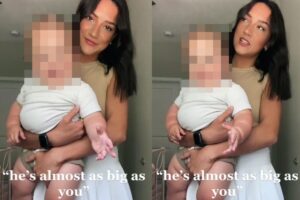 Myah ao lado de seu filho ‘gigantesco’, Harrison