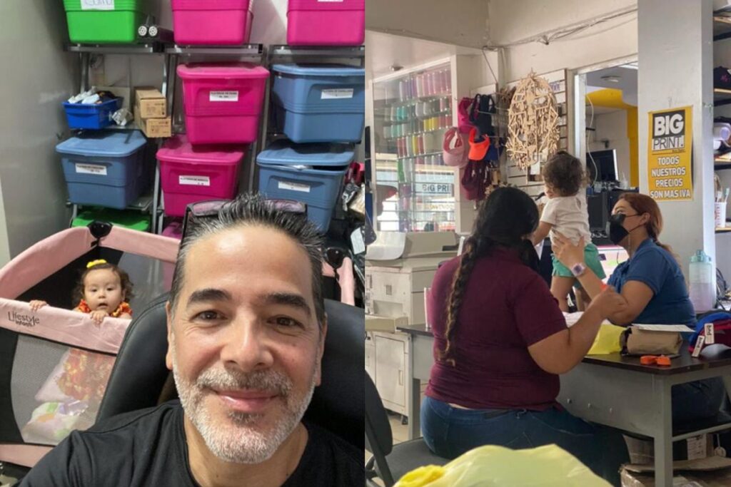 Luis Ricardo Ruiz enquanto cuidava da filha de sua funcionária