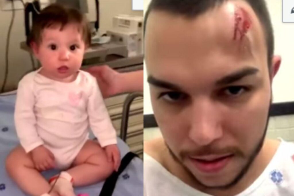 A bebê foi rapidamente socorrida no hospital após a queda