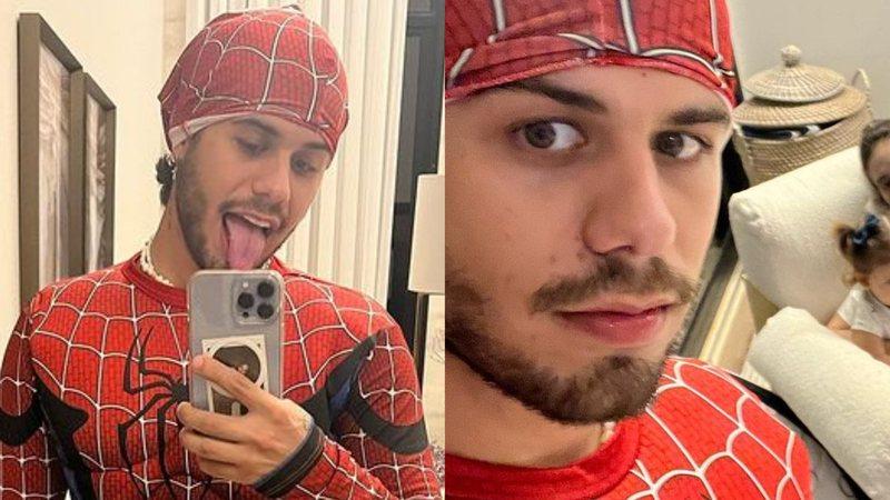 Zé Felipe diverte a família com fantasia do Homem-Aranha