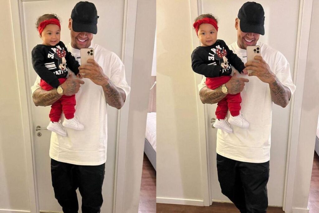 Lore Improta, Léo Santana e Liz quando ainda era recém-nascida