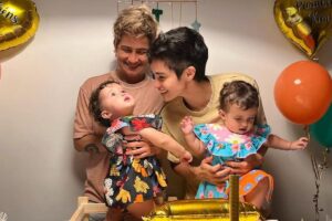 As mães com Kim e Tiê no evento comemorativo