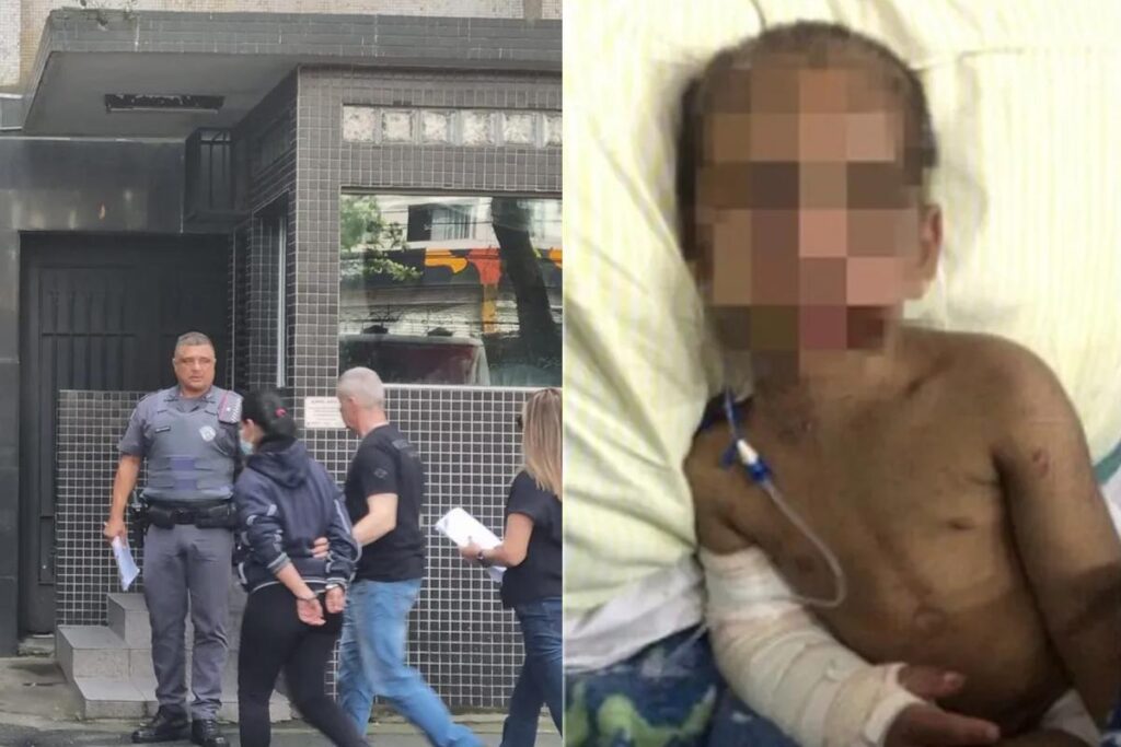 Mãe que agrediu e fraturou costelas do filho ao lado do parceiro foi presa no litoral de São Paulo