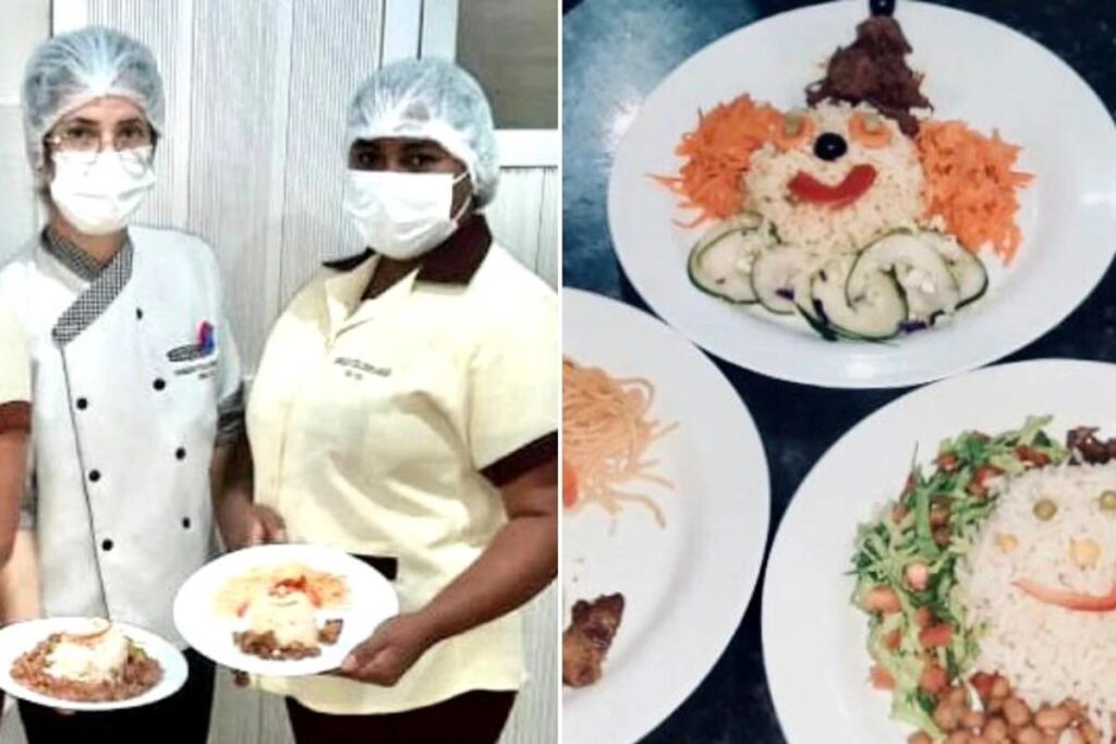 Os pratos divertidos estimulam as crianças a comerem e tornam a experiência no hospital mais leve.