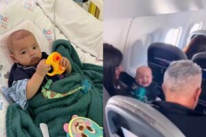 João Gabriel ao lado de seus pais