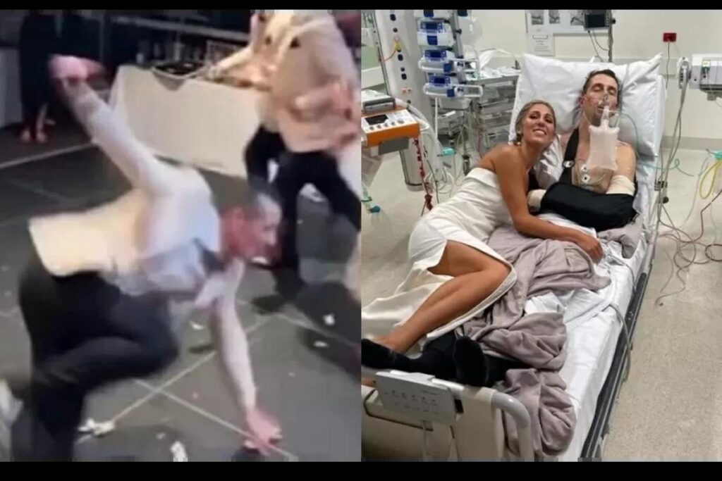 Noivo se machuca em homenagem especial para noiva em casamento