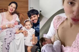 Virginia amamentando a filha
