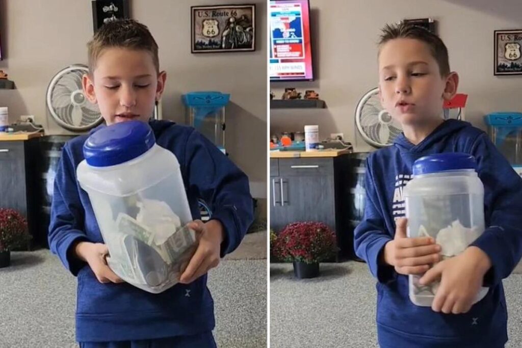 Menino viraliza nas redes socias ao doar dinheiro para vítimas do furação