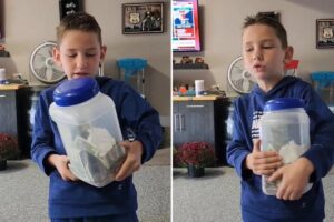 Menino viraliza nas redes socias ao doar dinheiro para vítimas do furação