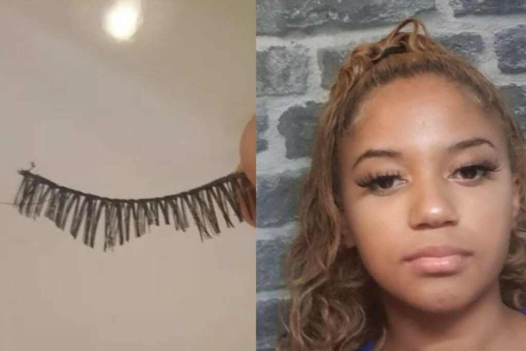 A mãe relatou que a filha teve os cílios cortados