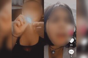 Vídeos e mostram jovens acendendo uma das pontas do ‘cotonete’ e inalando a fumaça na outra ponta