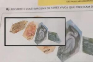 Criança recorta dinheiro para lição de casa e os pais vão à loucura: ‘Socorro!’