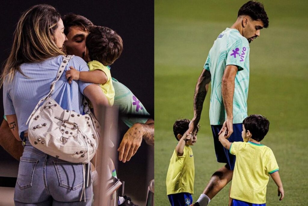 Lucas Paquetá foi liberado para abraçar o filho que chorava na arquibancada