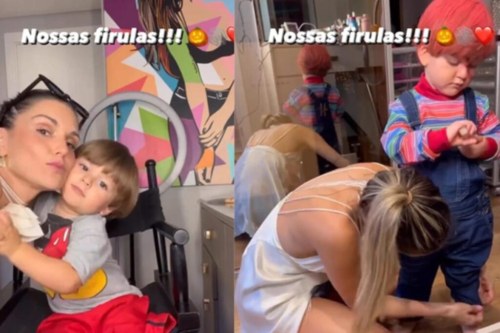 Flávia Viana posta fotos do filho fantasiado de Chucky para halloween: “Não estou dando conta”