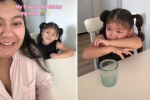 Mãe convence filha a tomar leite materno