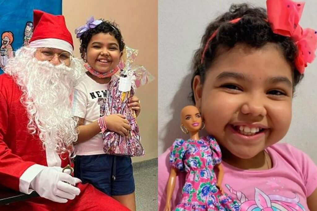 Evilla ficou emocionada ao ver a boneca sem cabelos