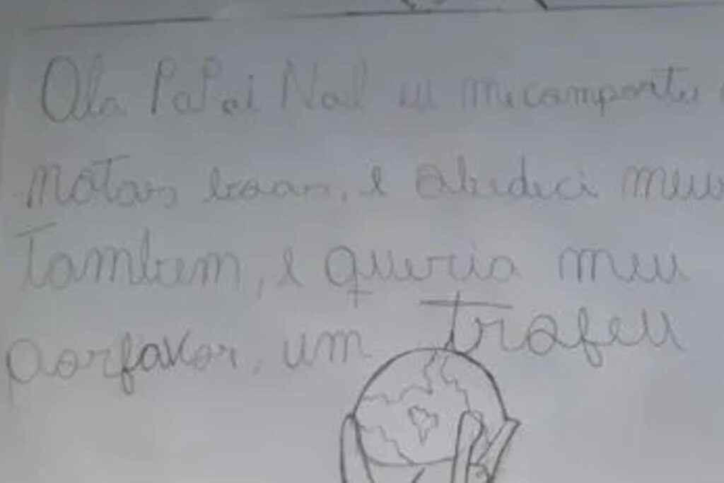 Criança faz carta especial ao Papai Noel e pede “taça do hexa”