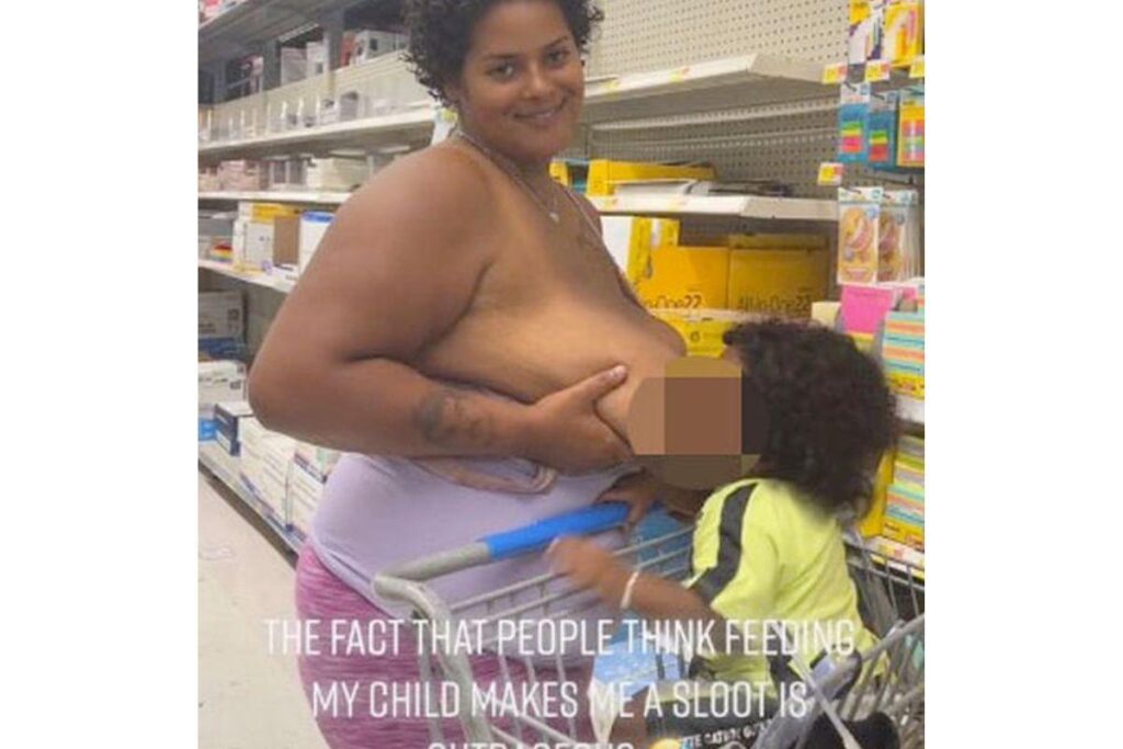 Mãe é alvo de críticas no Tik Tok após amantar o filho no mercado