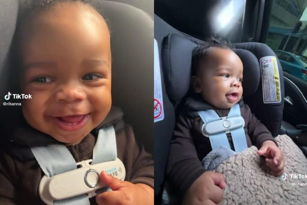 Rihanna passeia com o filho na praia