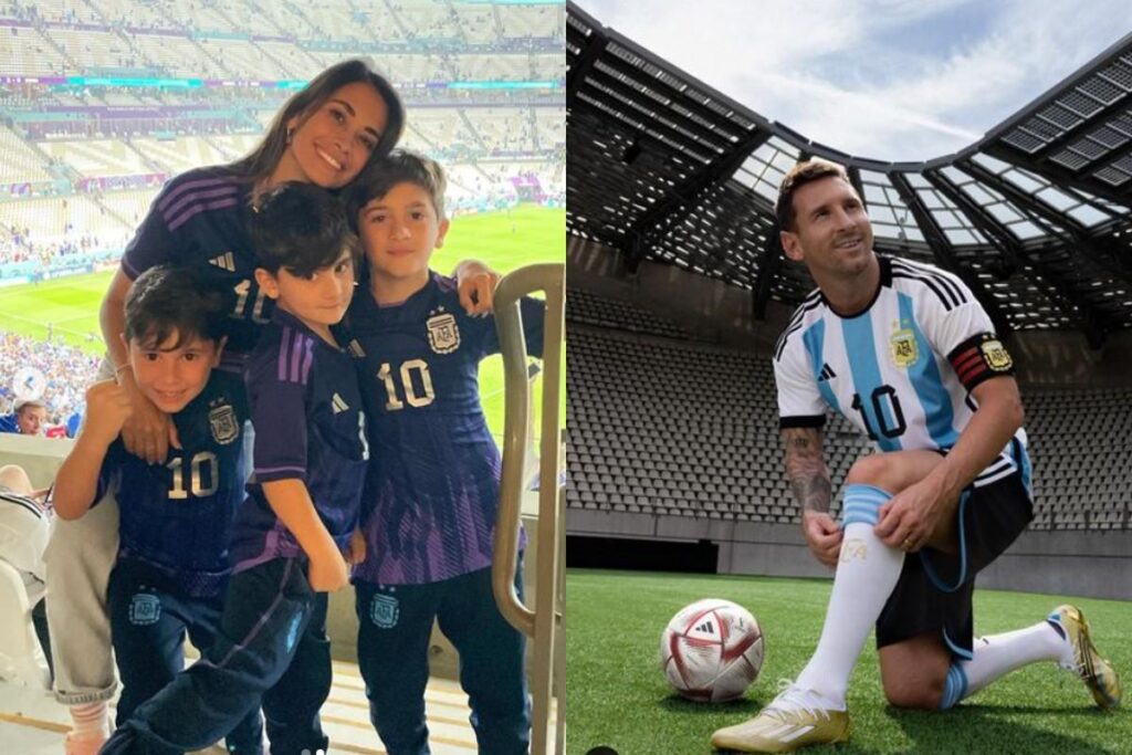 Messi se consagrou campeão da Copa do Mundo com a Argentina usando chuteiras com os nomes dos filhos e esposa