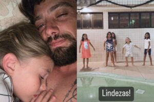 O pai de Aurora também mostrou como foi o ‘pós’