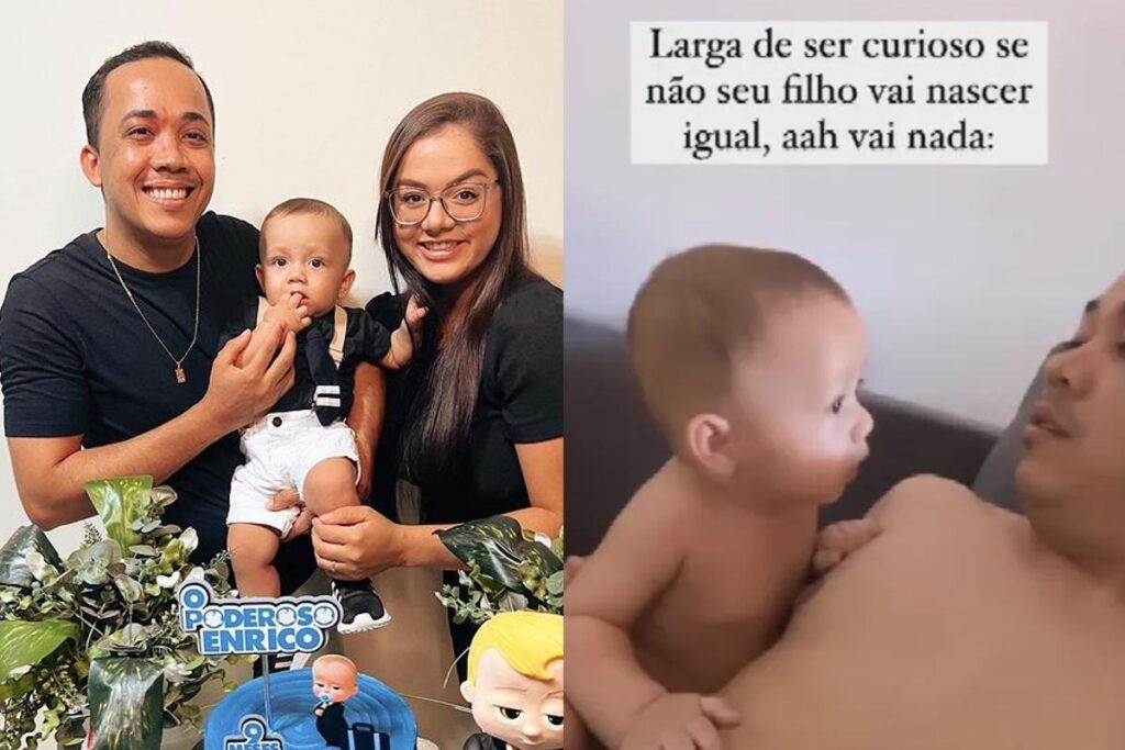 Enrico, o ‘bebê fofoqueiro’ e o pai, Alisson