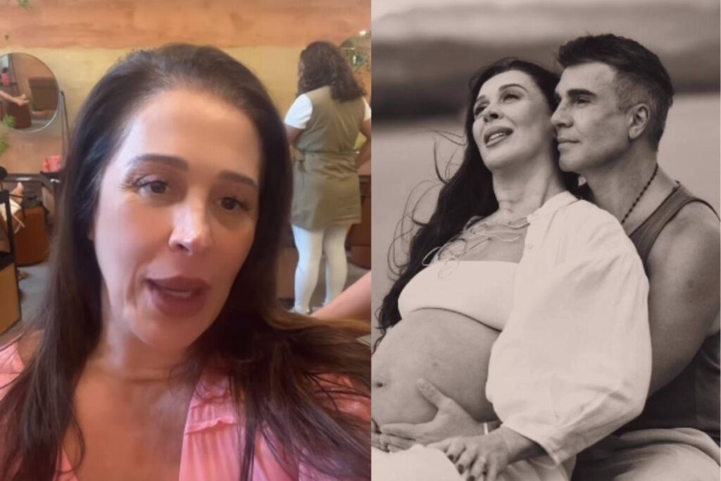 Claudia Raia aproveita final da gravidez e vai a salão de beleza