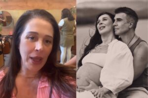 Claudia Raia aproveita final da gravidez e vai a salão de beleza