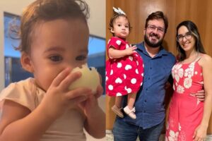 Com apenas um ano de idade, Valentina Eduarda já ama cebola crua (e inteira!)