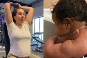 Bebê nasce musculoso depois da mãe treinar na gravidez