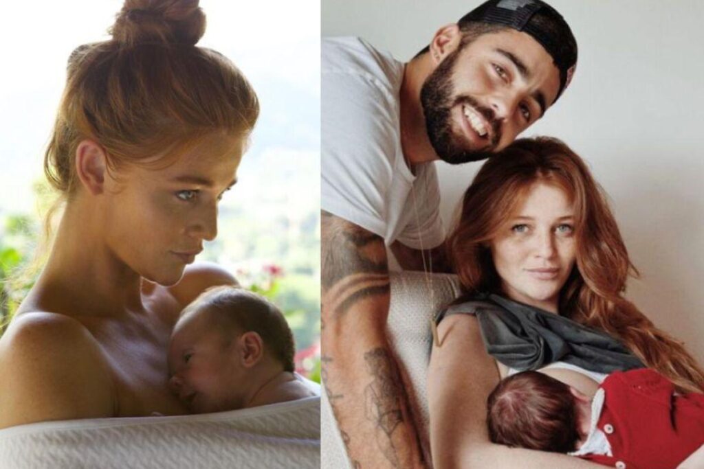 Pedro Scooby e Cintia Dicker com a filha, Aurora, após a alta da UTI