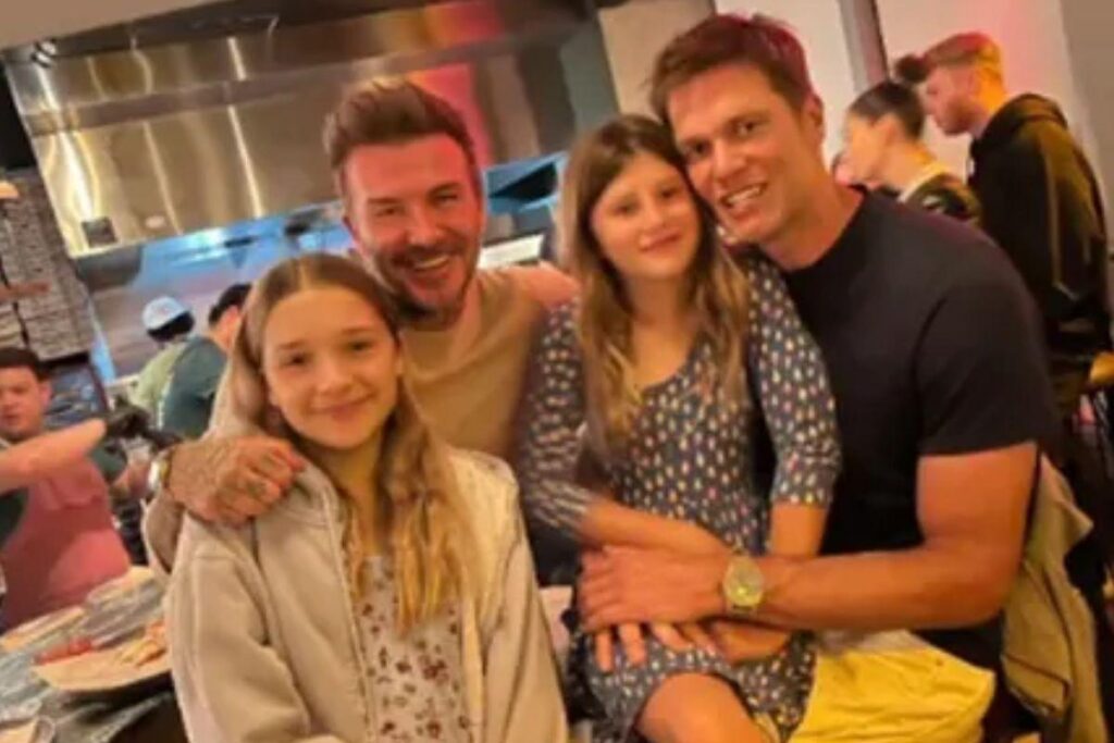 Cruz, o filho de Beckham, também esteve presente no encontro