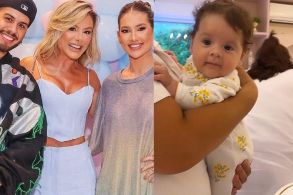 Poliana gravou o momento com as netas