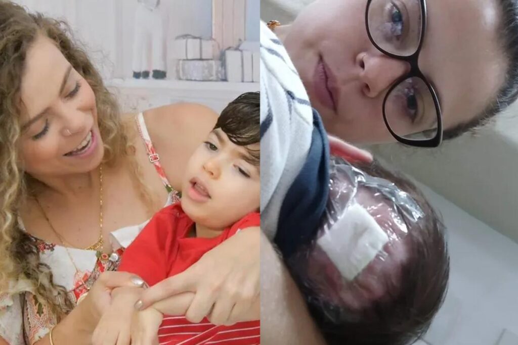 Camilla e o filho, Luca, que veio ao mundo em 2019