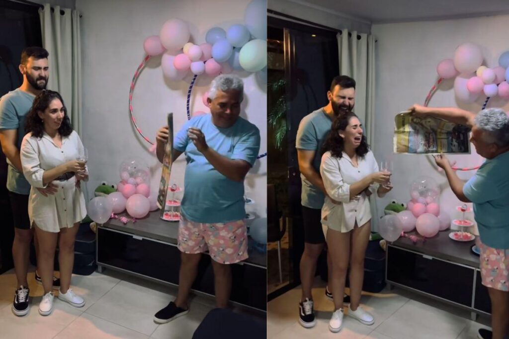 Casal faz chá revelação de forma inusitada