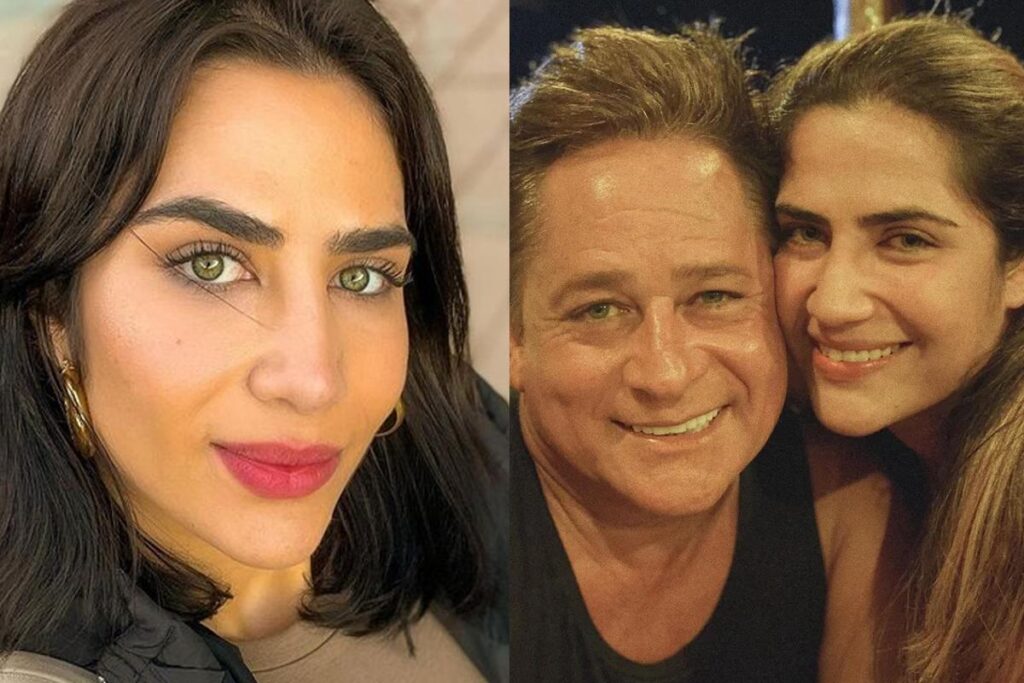 Jessica Beatriz Costa ao lado do pai, o cantor Leonardo
