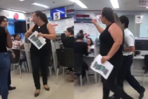 Momento em que a mulher foi tirar satisfação com a amante do marido