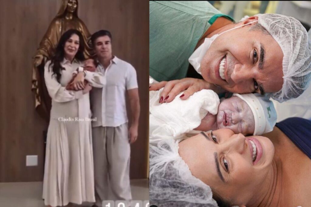 Claudia Raia deixa a maternidade com o filho