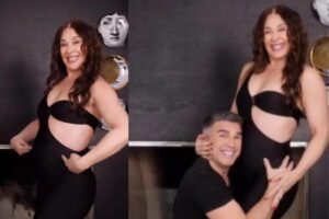 Claudia Raia ao lado dos médico e da família