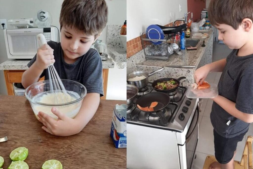 Enzo só tem 10 anos, mas é quase um chef de cozinha!