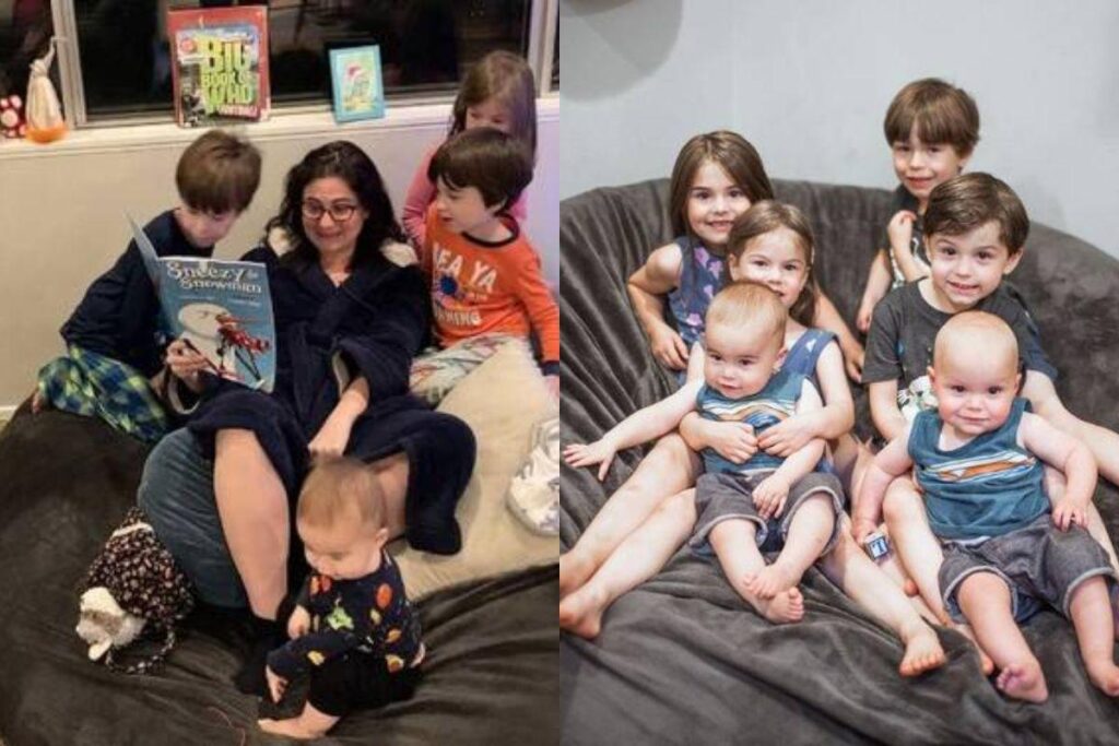 Ela deu à luz três pares de gêmeos