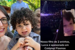 Momento em que Sandy estava no palco com a banda