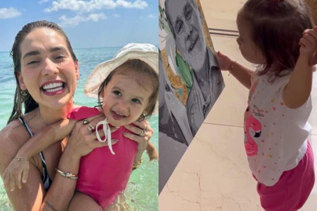 Momento em que Maria Alice beija o quadro do avô