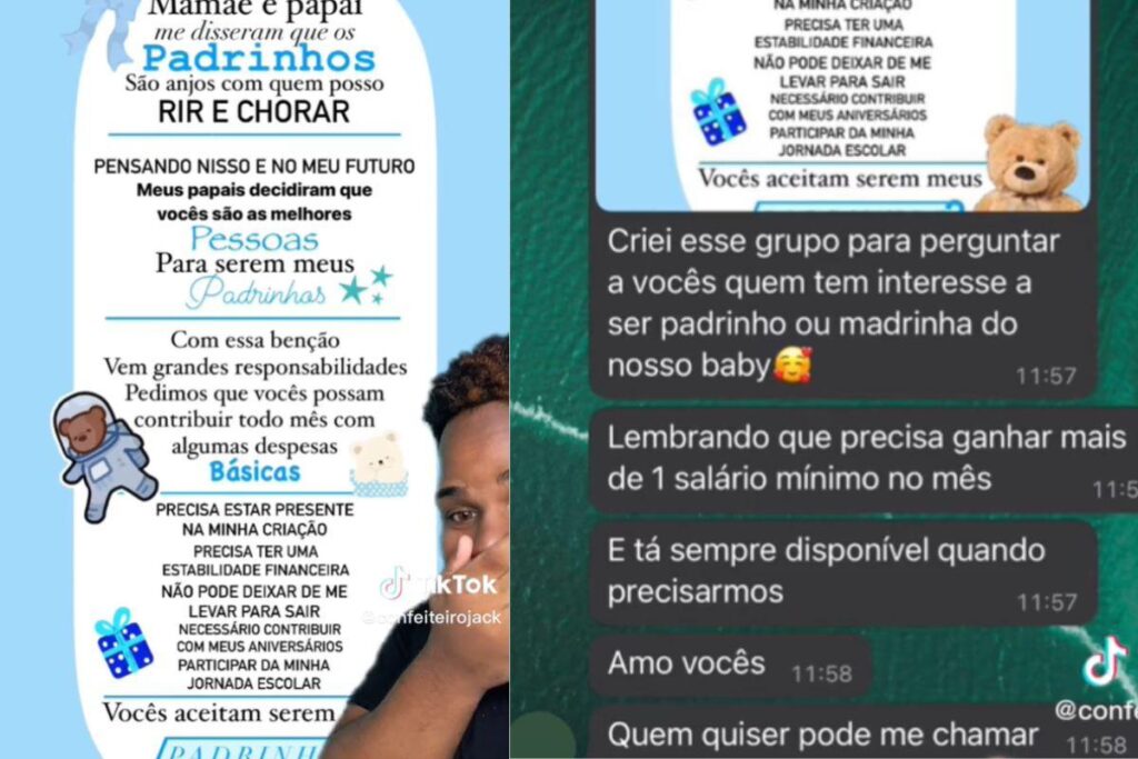 Pais viralizam com lista de exigências para padrinhos
