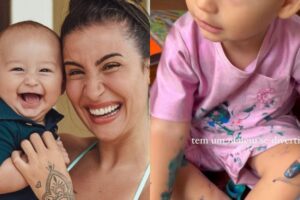 Ela mostrou nas redes sociais o momento com o filho