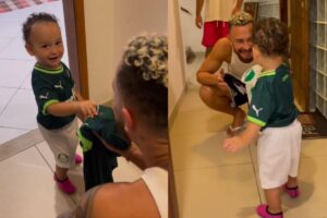 Fred aparece ao lado do filho pela primeira vez após deixar o BBB23